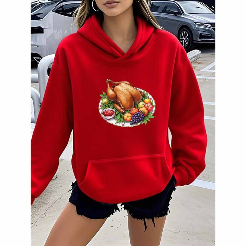 Turkey Print Hooded Sweatshirt