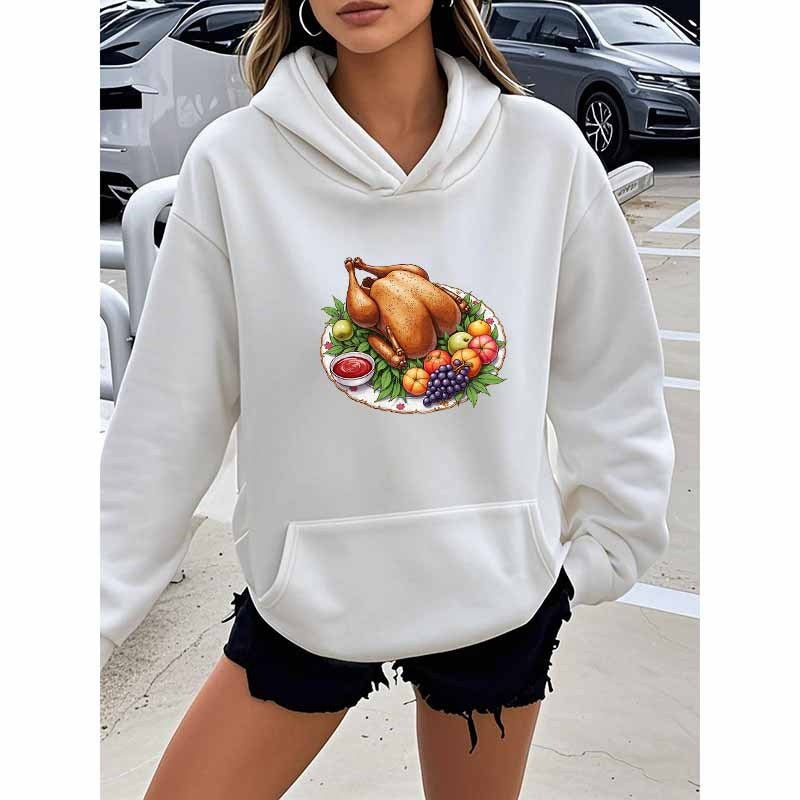Turkey Print Hooded Sweatshirt