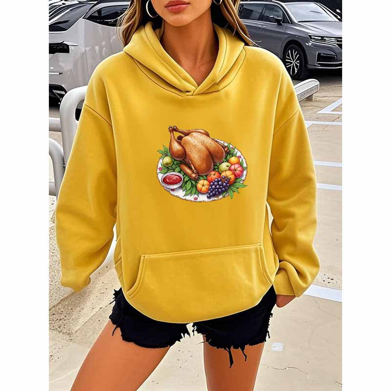 Turkey Print Hooded Sweatshirt