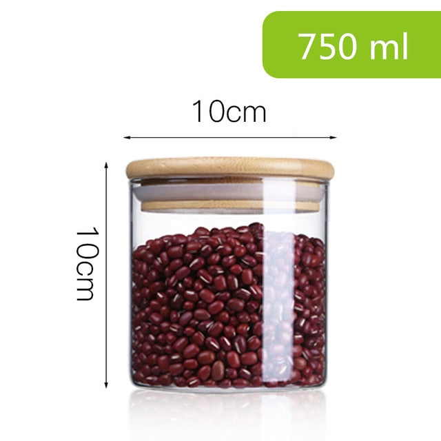 Glass Storage Jar with Bamboo Lid – Food & Tea Container