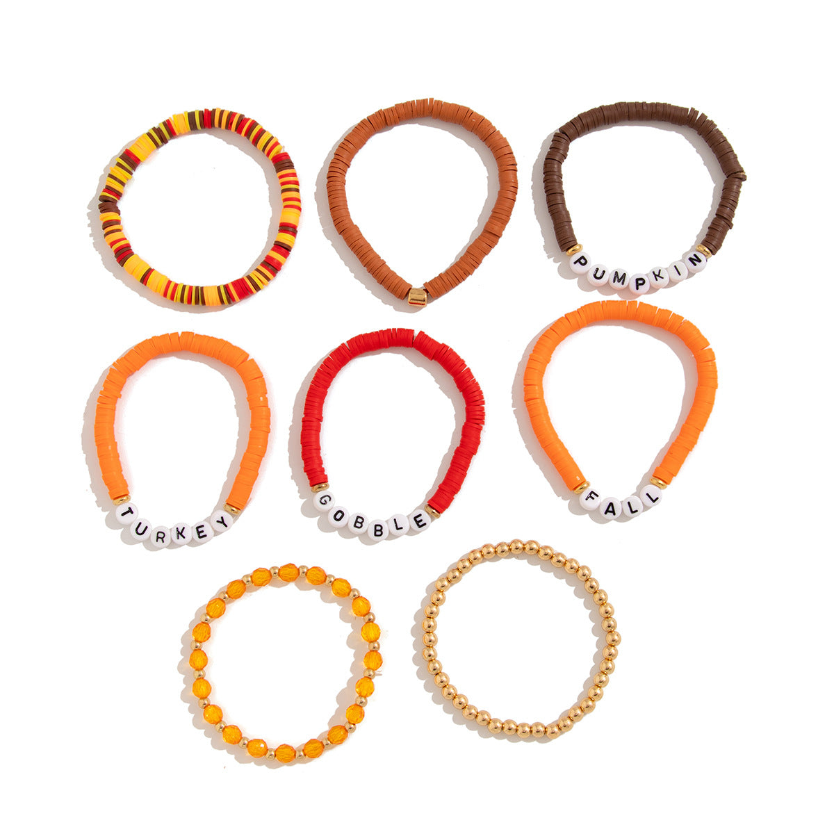 Thanksgiving Letter Bead Bracelet Set