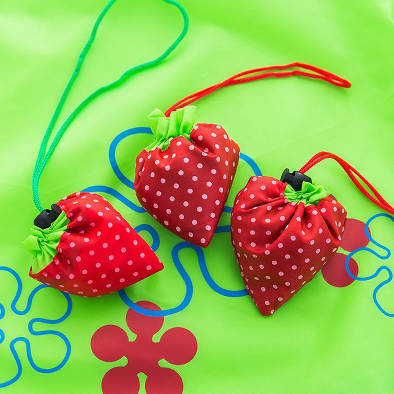 Foldable Reusable Shopping Bag – Eco-Friendly Strawberry Tote