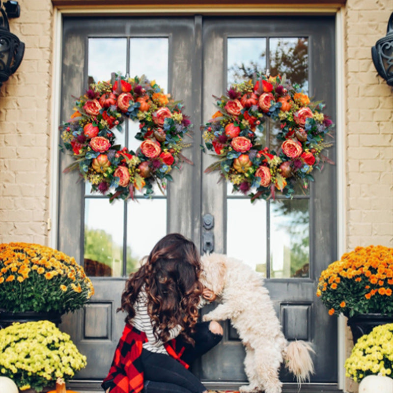 Autumn Peony Pumpkin Wreath