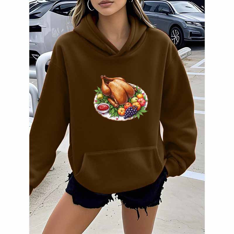 Turkey Print Hooded Sweatshirt