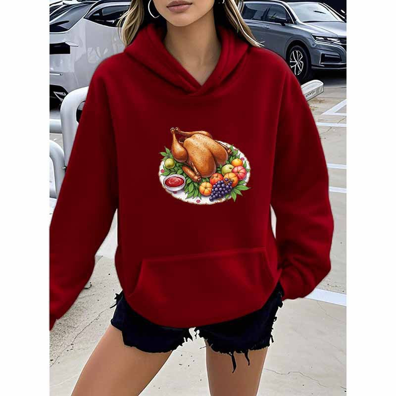 Turkey Print Hooded Sweatshirt