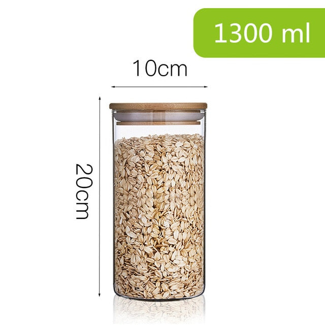 Glass Storage Jar with Bamboo Lid – Food & Tea Container