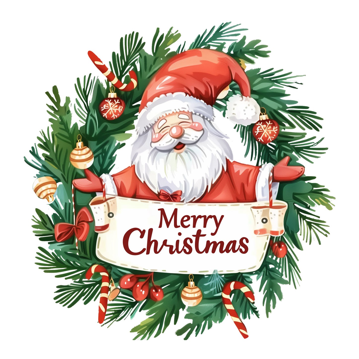 Christmas Santa & Wreath Wall Stickers