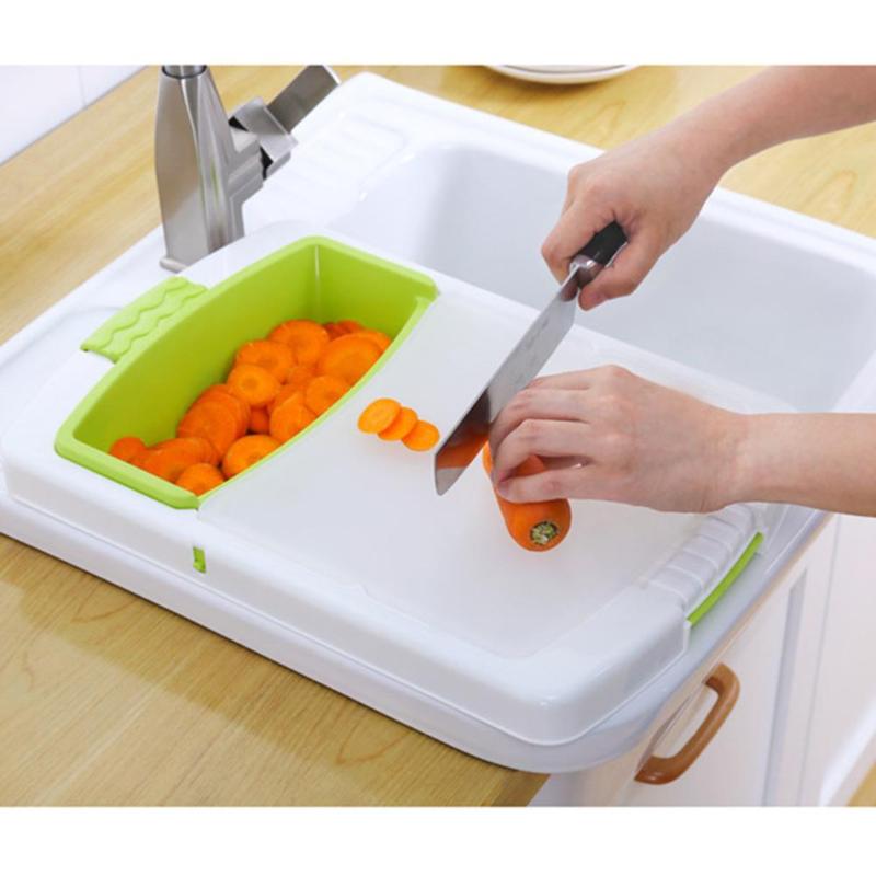 Multifunction Kitchen Cutting Board – Chopping & Drain Basket Tool