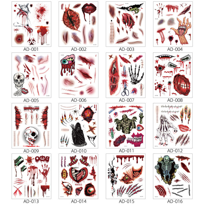 Halloween Scary Scar Tattoo Stickers