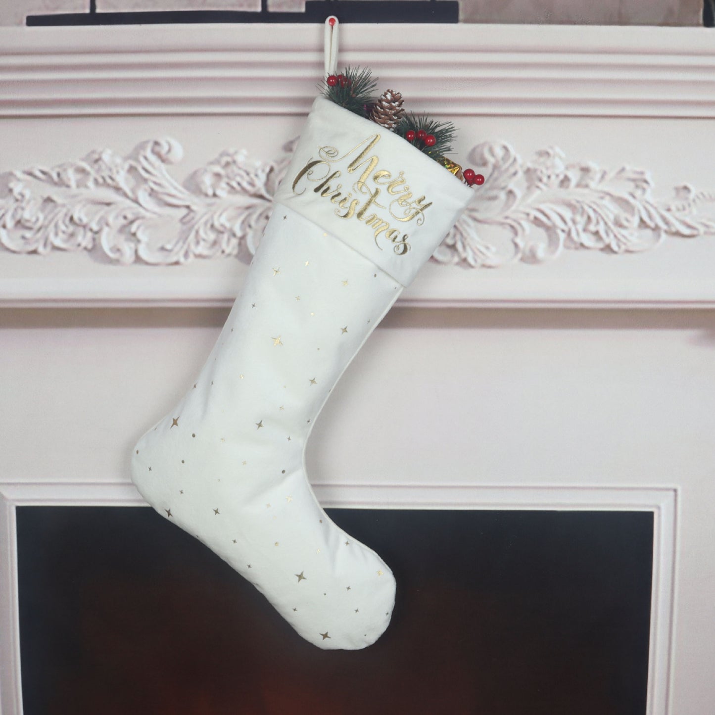 Gold Embroidered Christmas Stockings