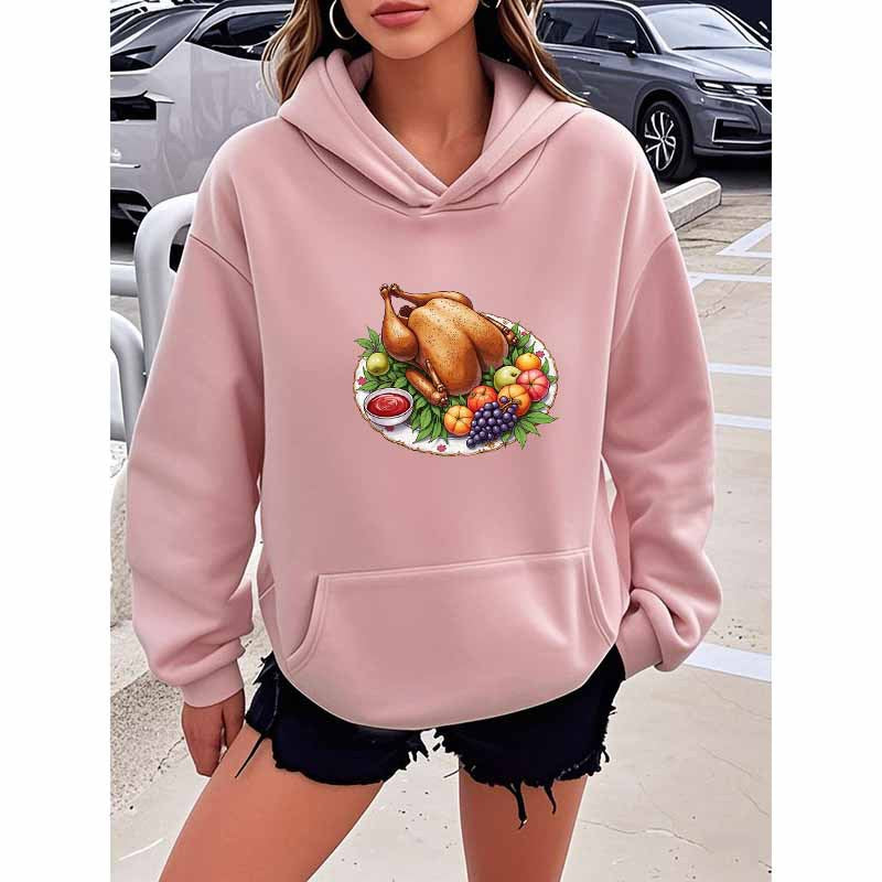 Turkey Print Hooded Sweatshirt