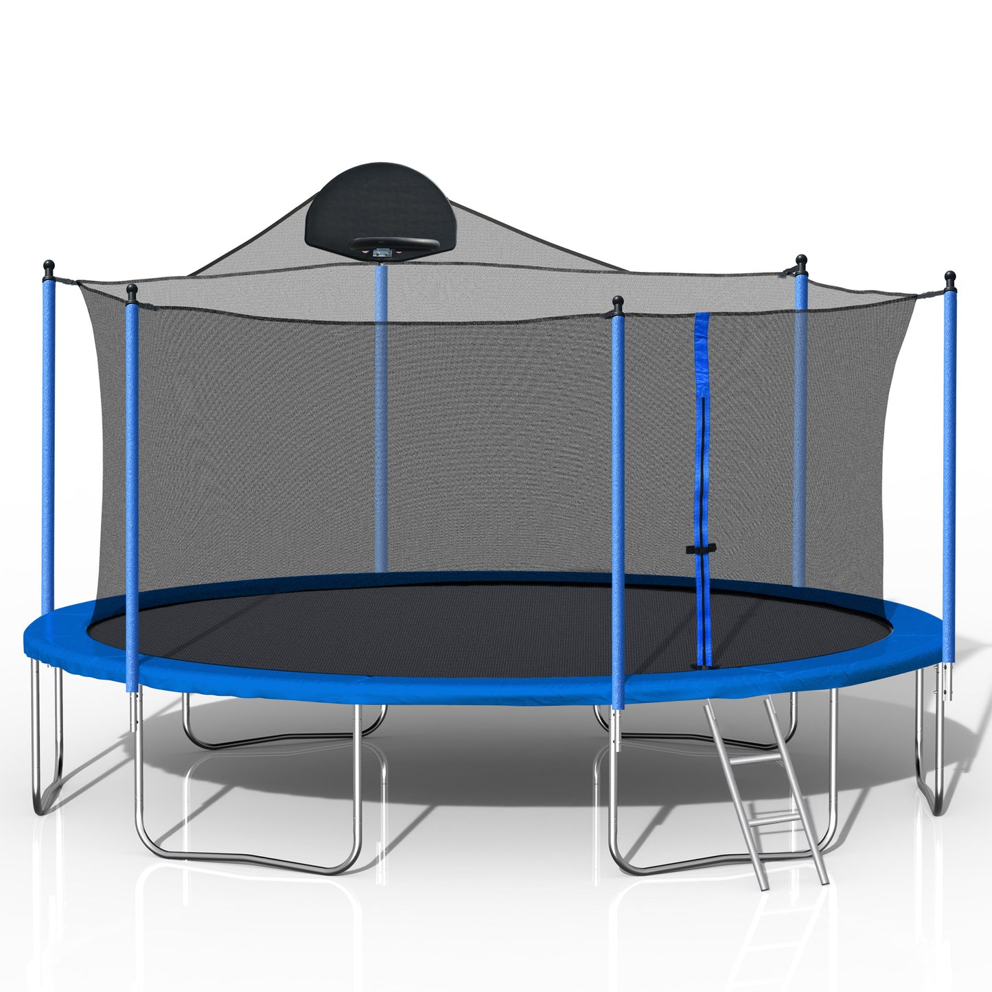 14FT Outdoor Trampoline with Basketball Hoop & Safety Net