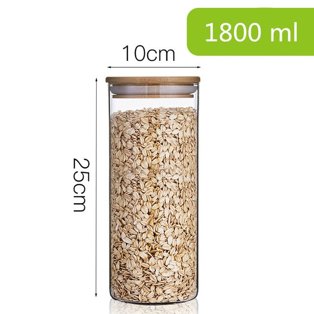 Glass Storage Jar with Bamboo Lid – Food & Tea Container