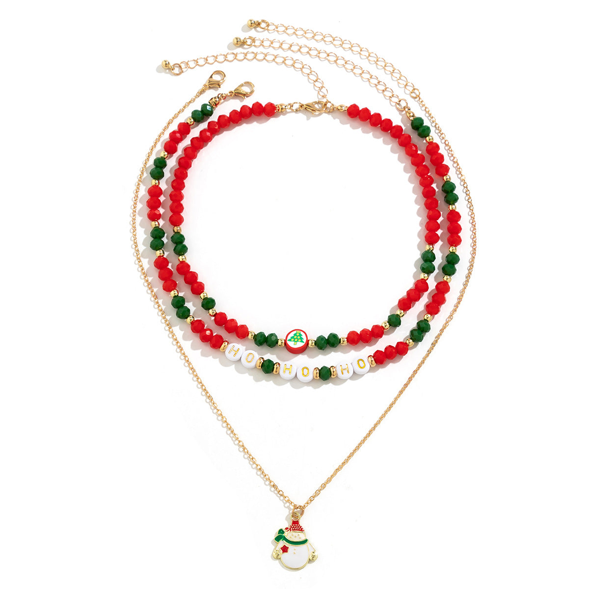 Christmas Snowman Beaded Necklace