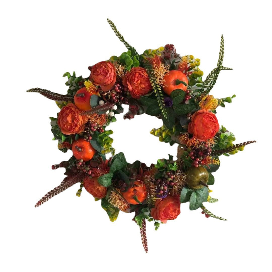 Autumn Peony Pumpkin Wreath