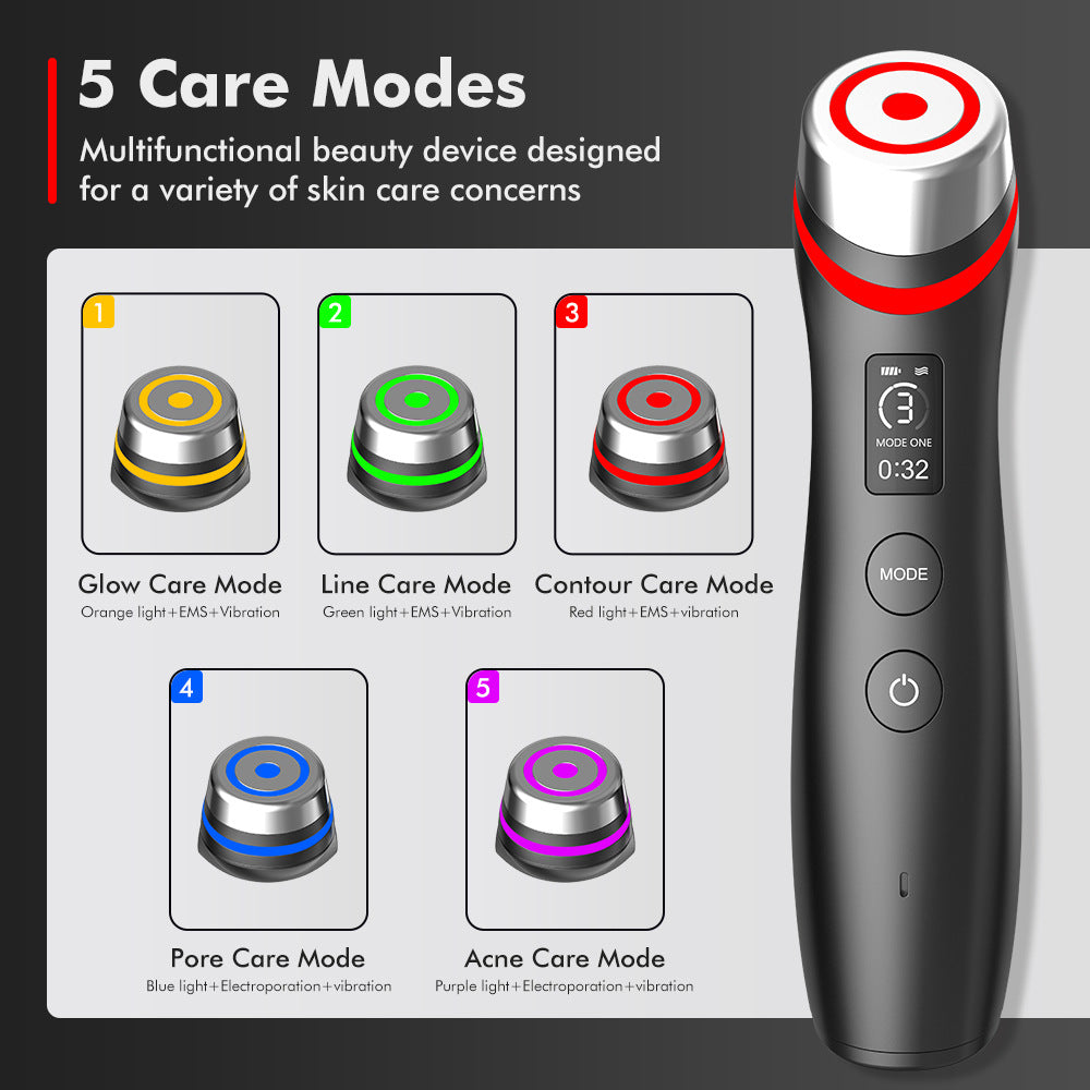 Microcurrent Vibration Massager – Red & Blue Light Pore Care Device