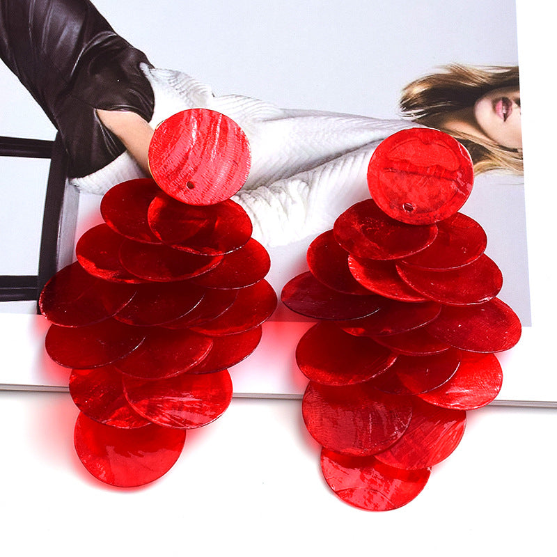 Beauty Fashion Earrings Shell Long Multi-piece Jewelry