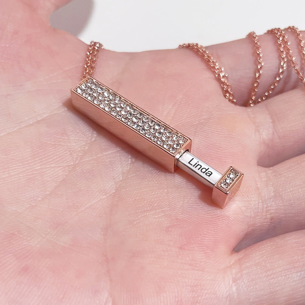 Engraved Double Diamond Necklace