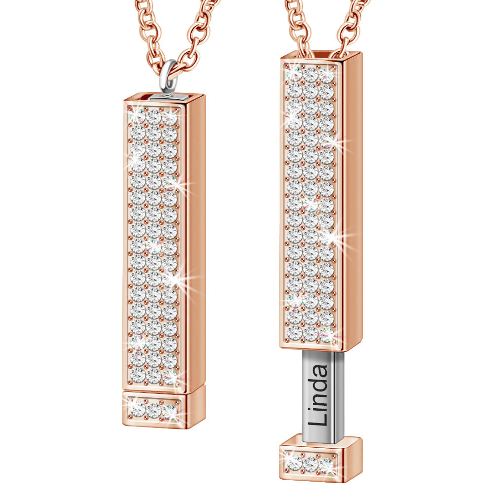Engraved Double Diamond Necklace