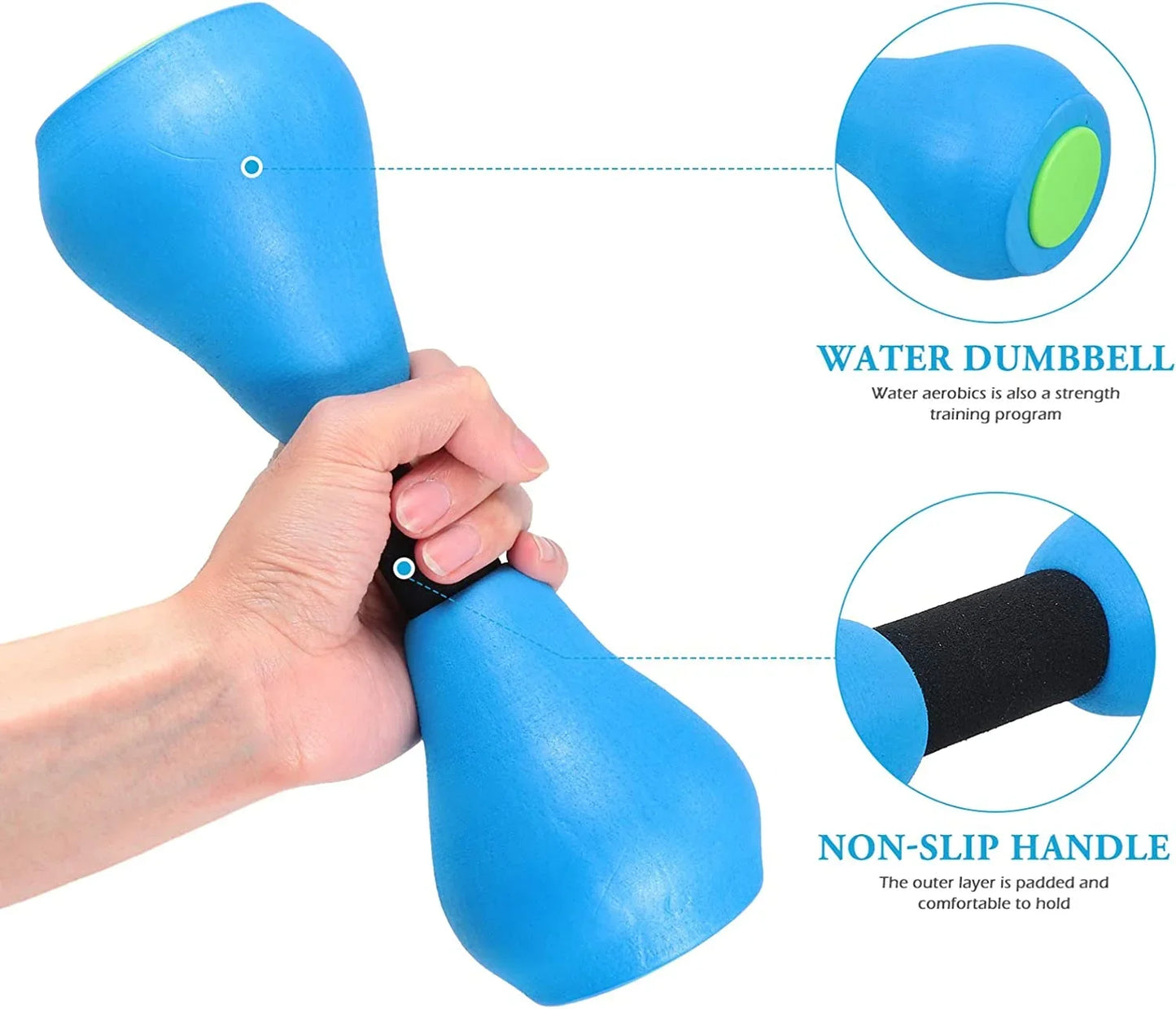 Blue Foam Water Dumbbells for Aquatic Fitness