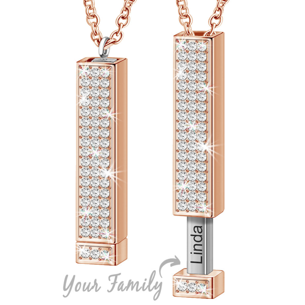 Engraved Double Diamond Necklace