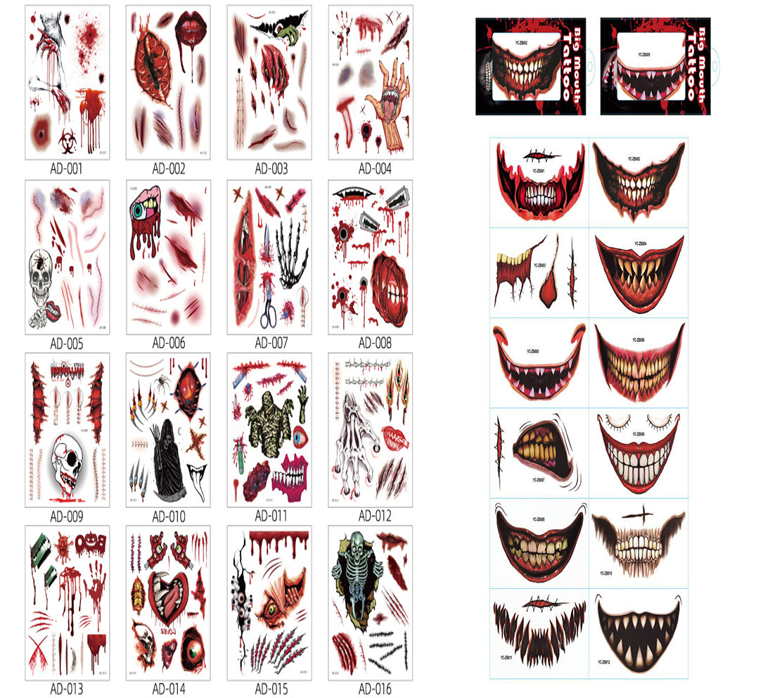 Halloween Scary Scar Tattoo Stickers