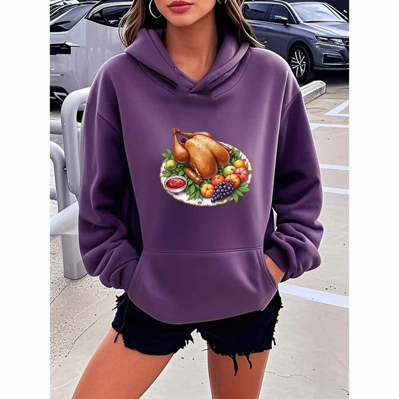 Turkey Print Hooded Sweatshirt