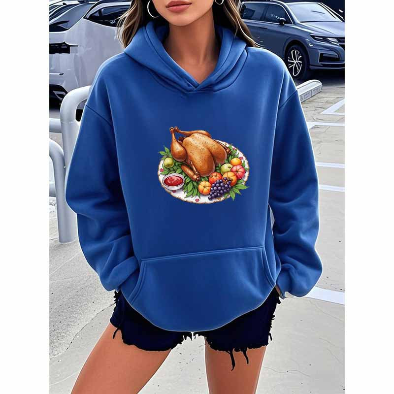Turkey Print Hooded Sweatshirt