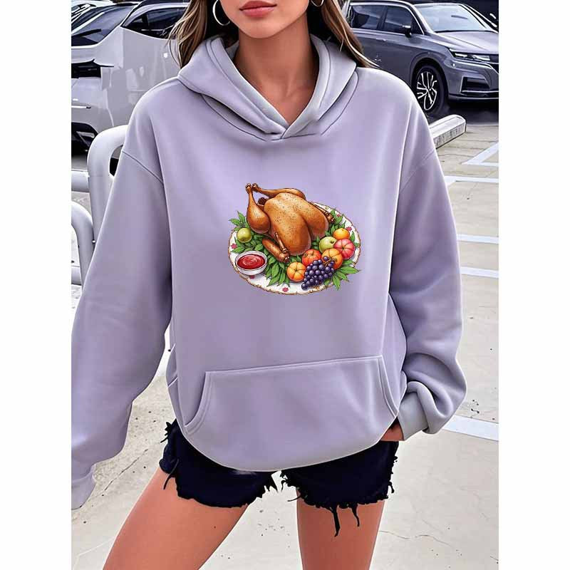 Turkey Print Hooded Sweatshirt