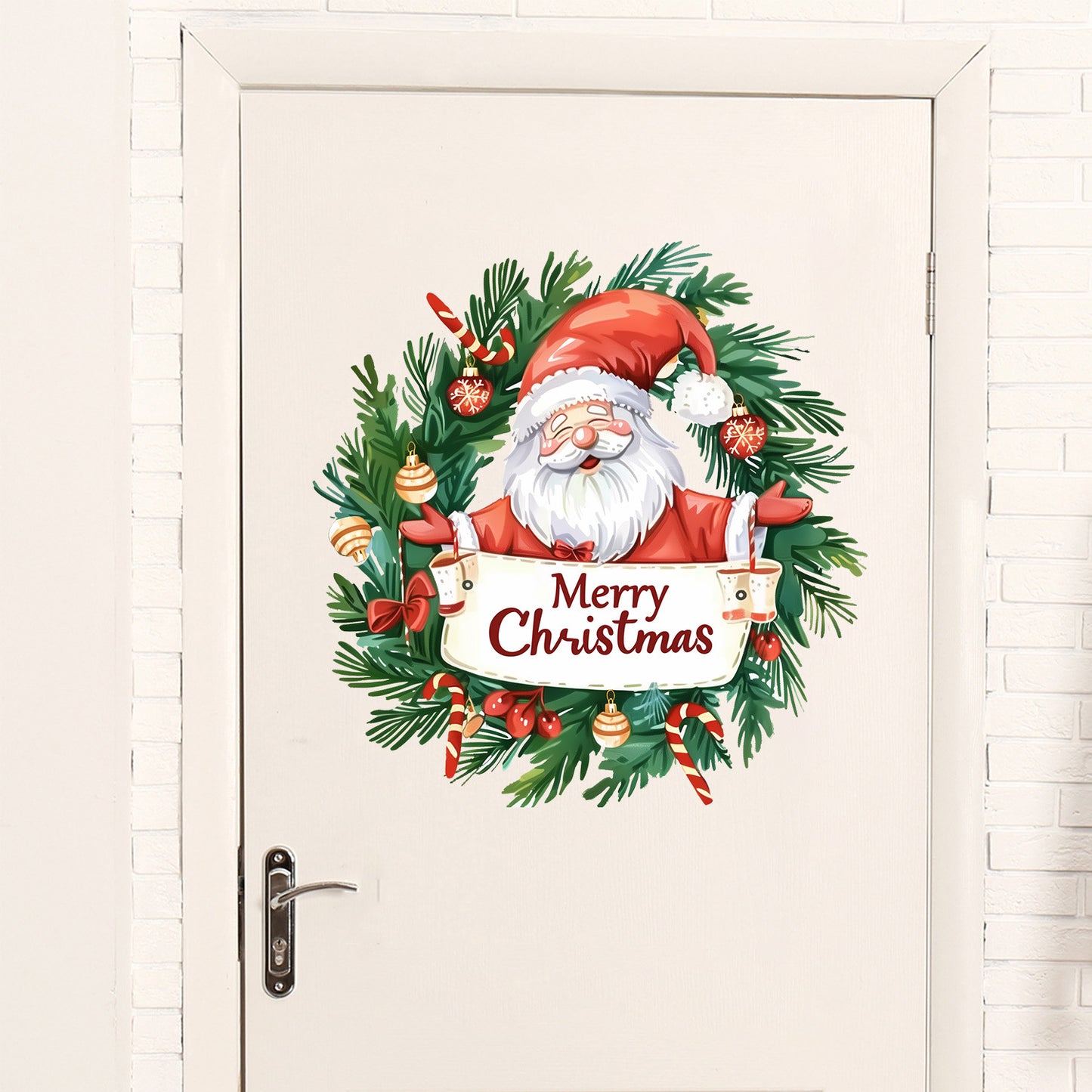 Christmas Santa & Wreath Wall Stickers