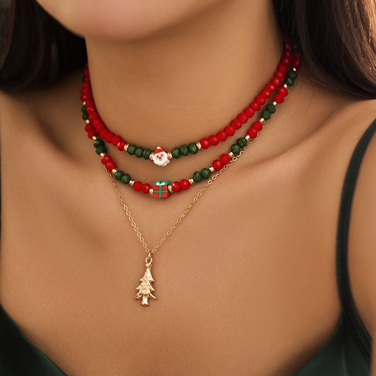 Christmas Snowman Beaded Necklace