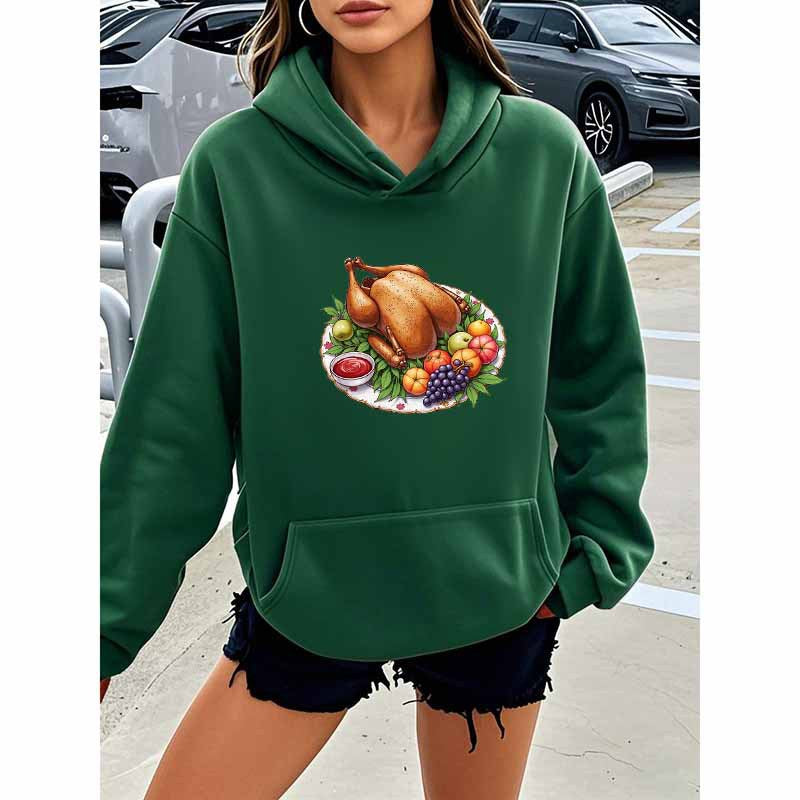 Turkey Print Hooded Sweatshirt