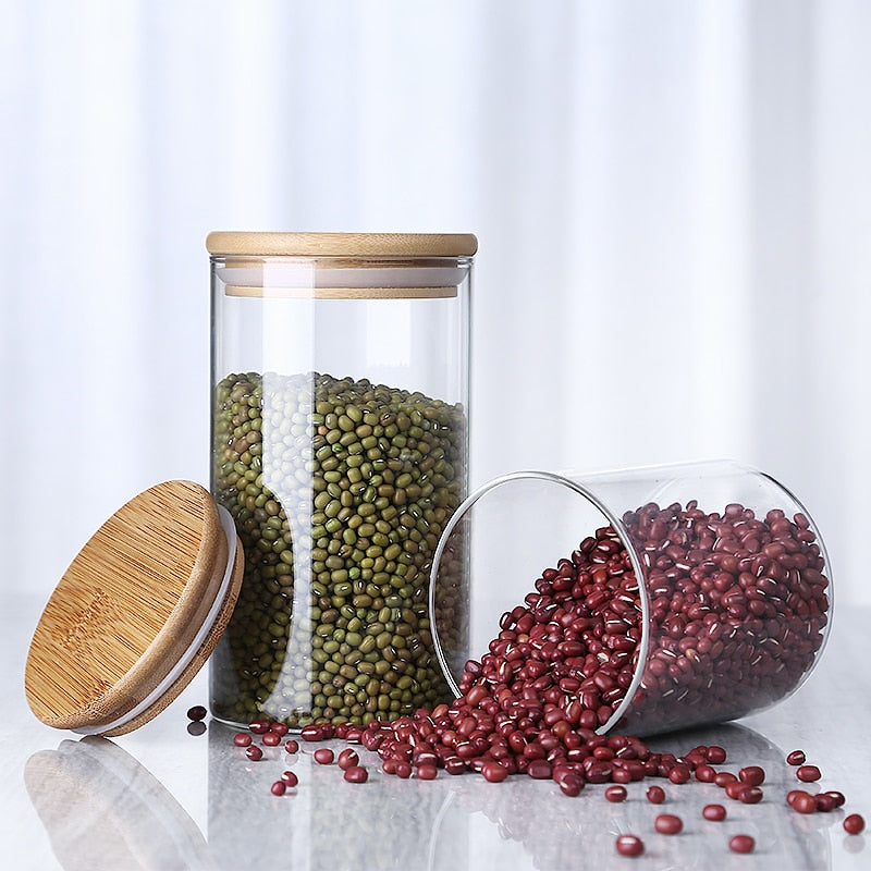 Glass Storage Jar with Bamboo Lid – Food & Tea Container