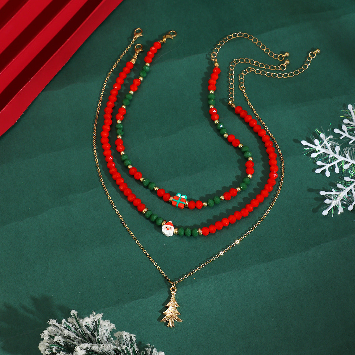 Christmas Snowman Beaded Necklace