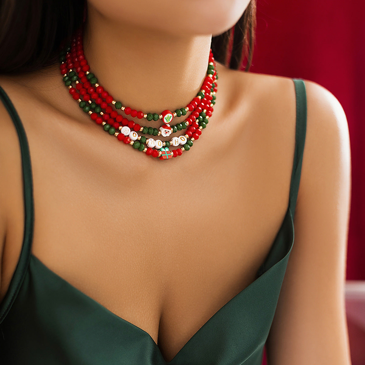 Christmas Snowman Beaded Necklace