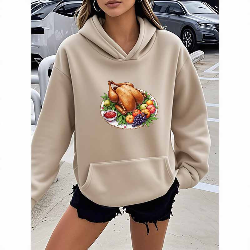 Turkey Print Hooded Sweatshirt