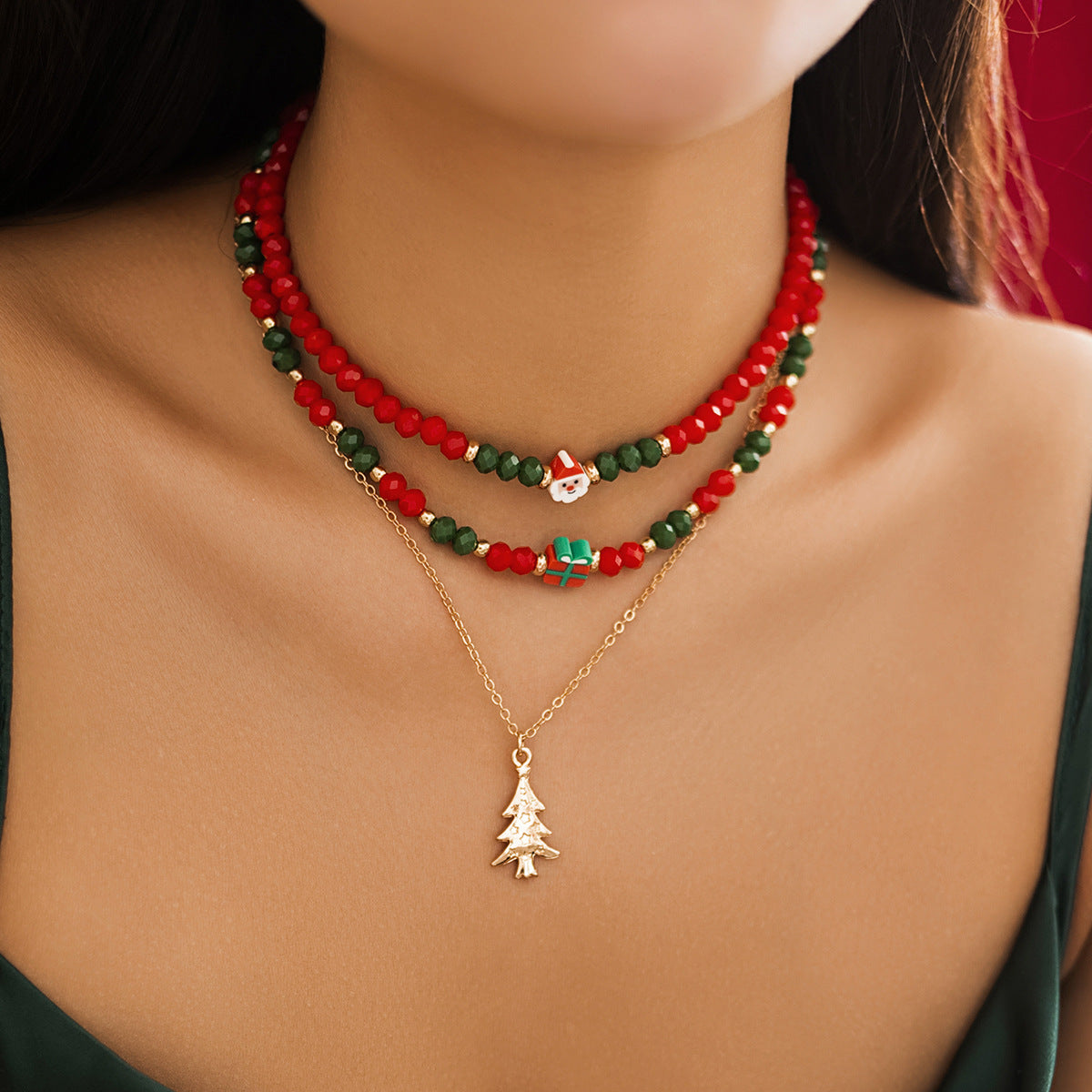 Christmas Snowman Beaded Necklace