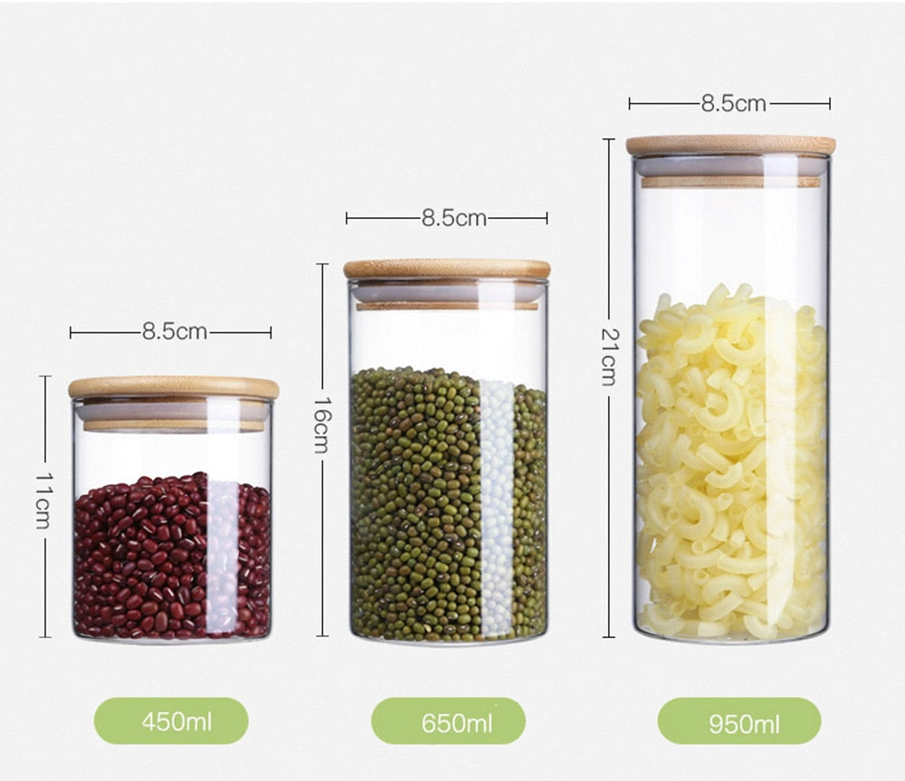 Glass Storage Jar with Bamboo Lid – Food & Tea Container