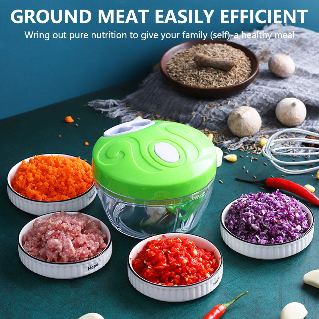 Manual Garlic Press & Vegetable Cutter