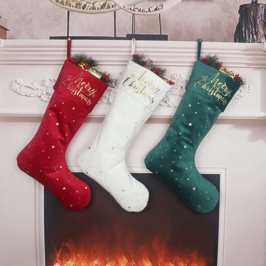 Gold Embroidered Christmas Stockings