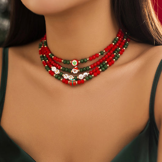 Christmas Snowman Beaded Necklace