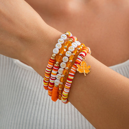 Thanksgiving Letter Bead Bracelet Set