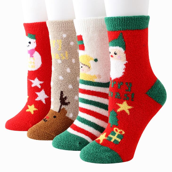 Winter Coral Velvet Elk Stockings