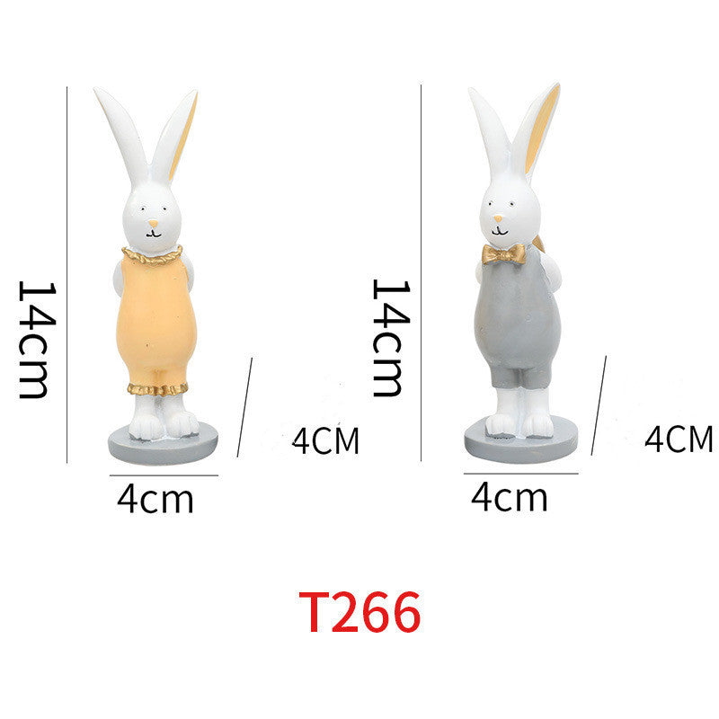 Easter Bunny with Golden Eggs – Cute Resin Decoration Pair