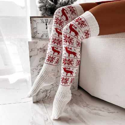 Christmas Elk Snowflake Knee-High Stockings