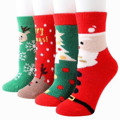 Winter Coral Velvet Elk Stockings
