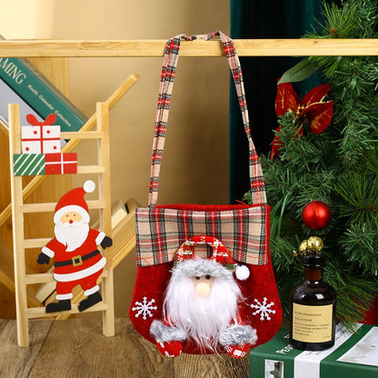 Checkered Cartoon Christmas Gift Bag