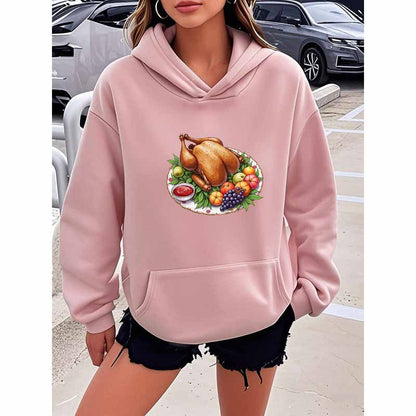 Turkey Print Hooded Sweatshirt