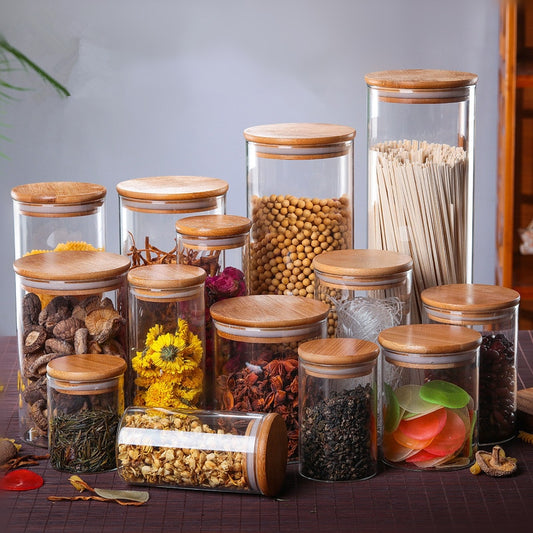 Glass Storage Jar with Bamboo Lid – Food & Tea Container