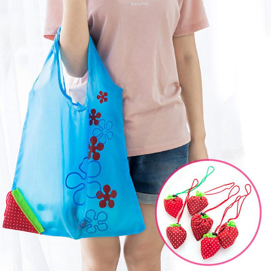 Foldable Reusable Shopping Bag – Eco-Friendly Strawberry Tote